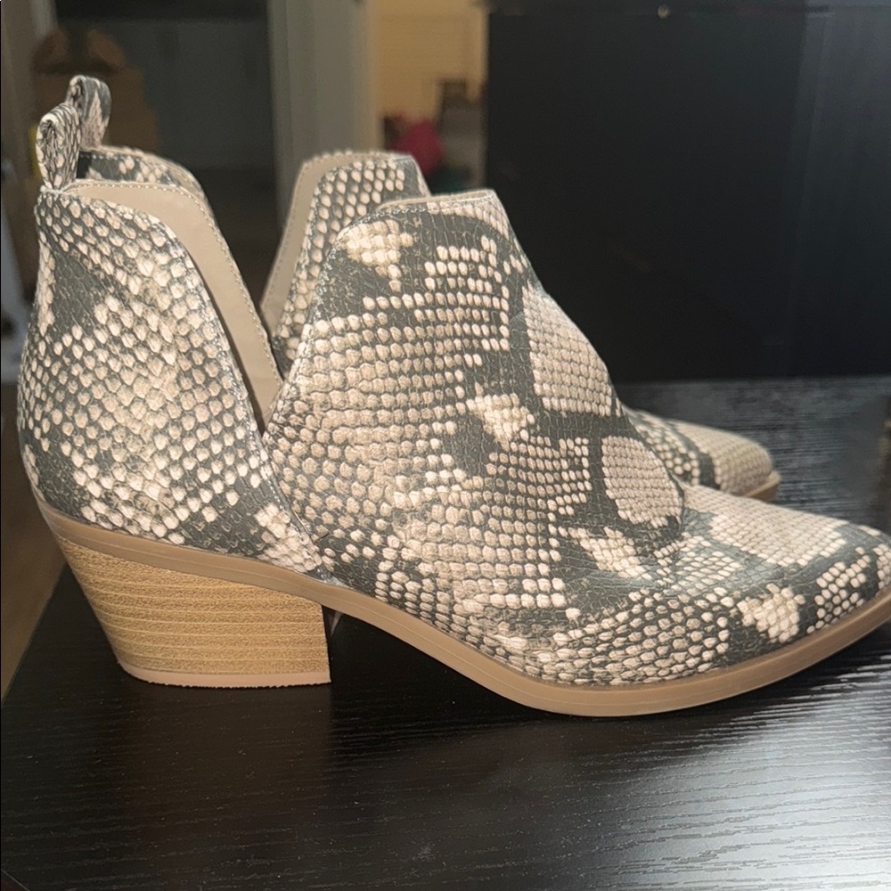 Gray and Cream Ankle Booties with Western Flair